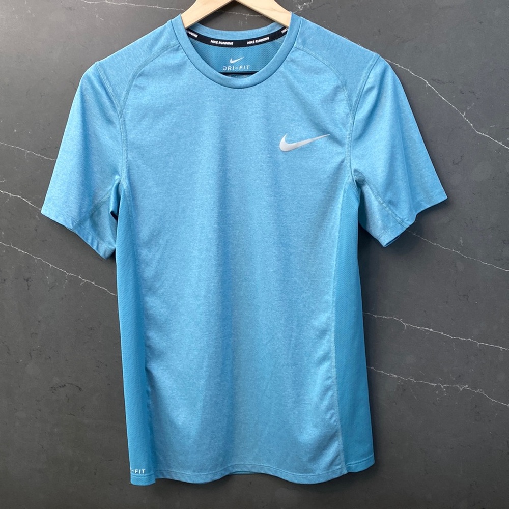 Mens Nike Dri-Fit Short Sleeve Running Shirt Small | Blue